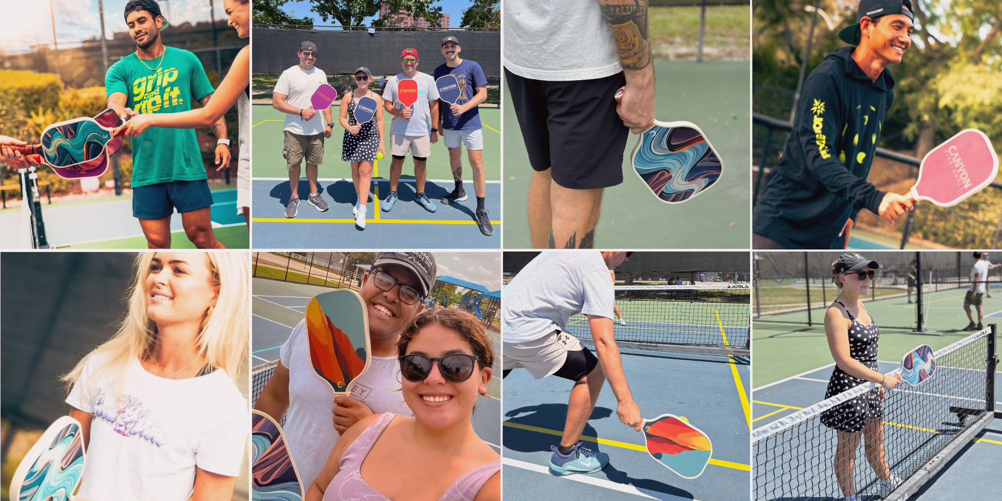 A Collage Of People Playing Pickleball