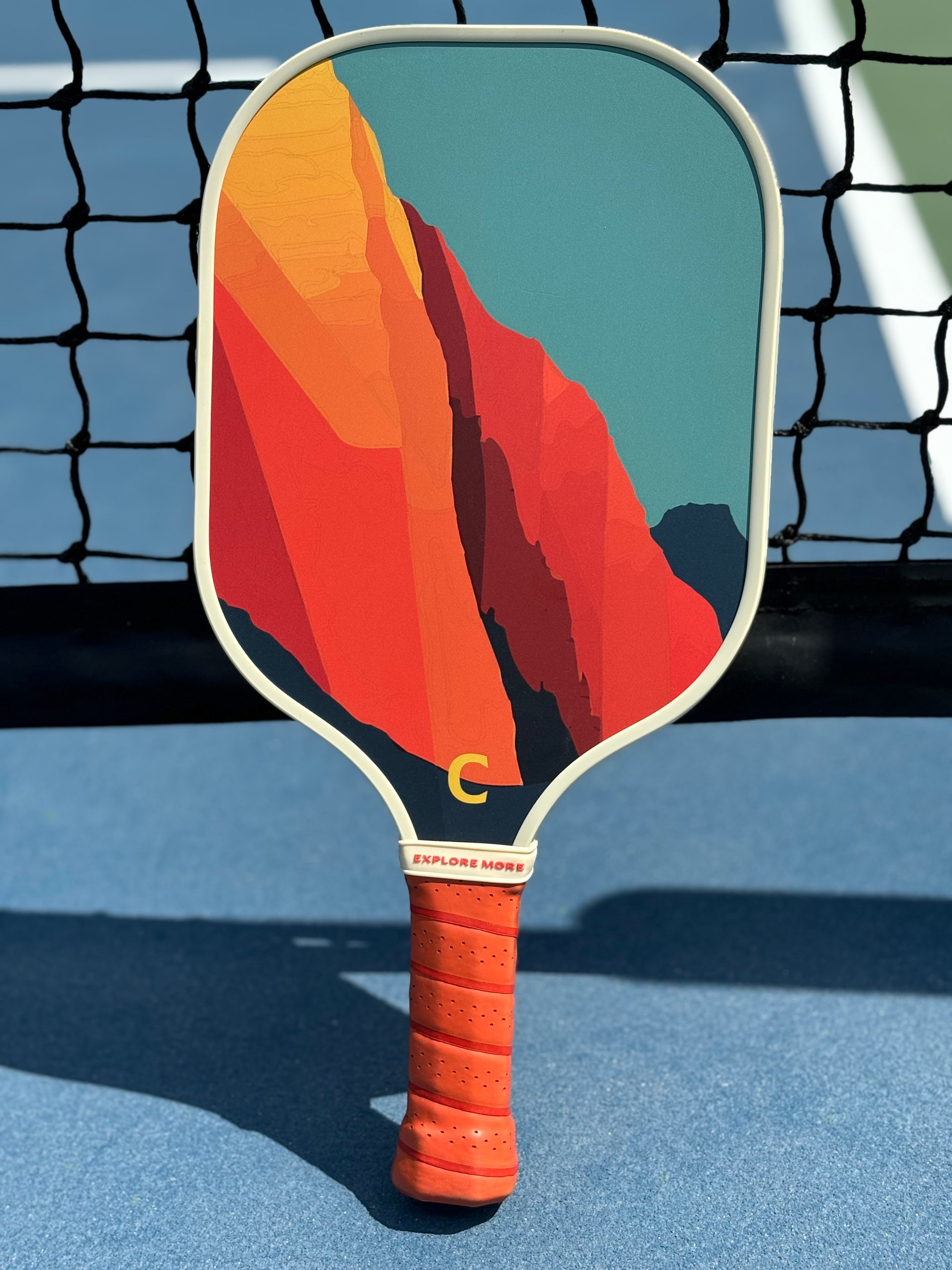 The Grand Pickleball Paddle Against A Net