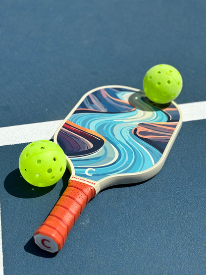 The River's Edge Pickleball Paddle With Two Pickleballs